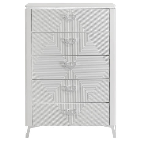 Cassia White High Gloss 5-drawer Bedroom Chest of Drawers - Ornate Home