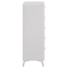 Cassia White High Gloss 5-drawer Bedroom Chest of Drawers - Ornate Home