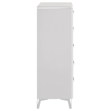 Cassia White High Gloss 5-drawer Bedroom Chest of Drawers - Ornate Home