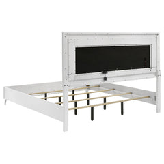 Cassia White High Gloss 5-piece Eastern King LED Bedroom Set - Ornate Home