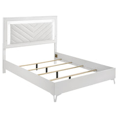 Cassia White High Gloss 5-piece Queen LED Bedroom Set - Ornate Home