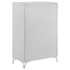 Cassia White High Gloss 5-piece Queen LED Bedroom Set - Ornate Home