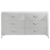 Cassia White High Gloss 6-drawer Bedroom Dresser Cabinet - Ornate Home