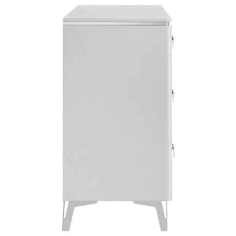 Cassia White High Gloss 6-drawer Bedroom Dresser Cabinet - Ornate Home