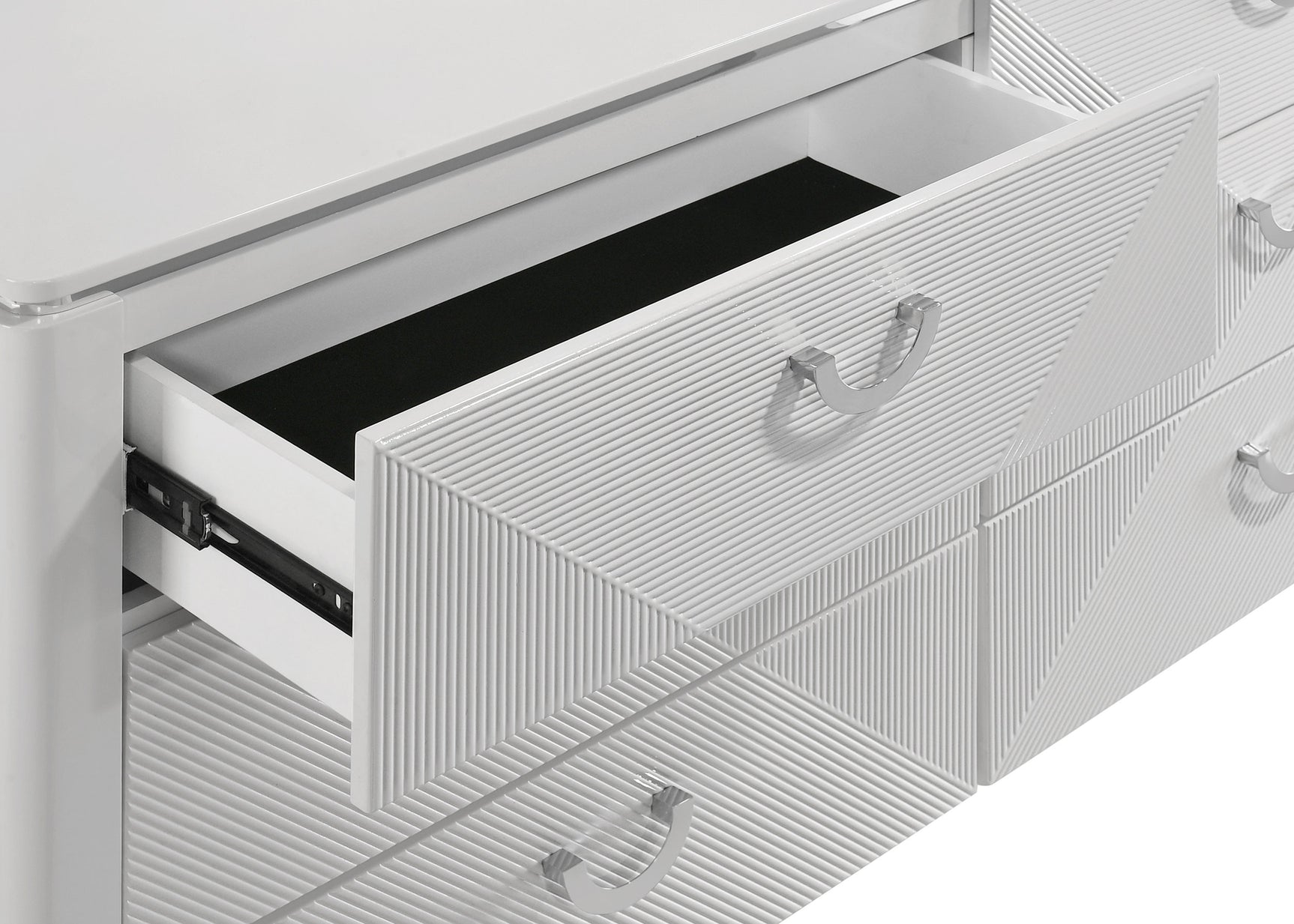 Cassia White High Gloss 6-drawer Bedroom Dresser Cabinet - Ornate Home