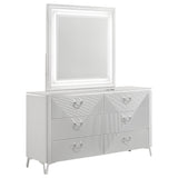 Cassia White High Gloss 6-drawer Dresser Cabinet with Mirror - Ornate Home