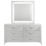 Cassia White High Gloss 6-drawer Dresser Cabinet with Mirror - Ornate Home