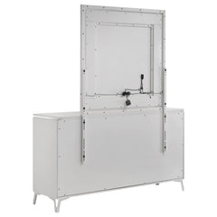 Cassia White High Gloss 6-drawer Dresser Cabinet with Mirror - Ornate Home