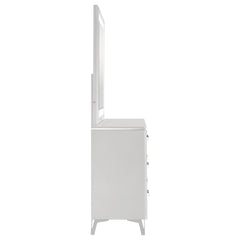 Cassia White High Gloss 6-drawer Dresser Cabinet with Mirror - Ornate Home