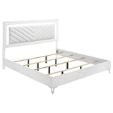 Cassia White High Gloss Eastern King LED Panel Bed - Ornate Home