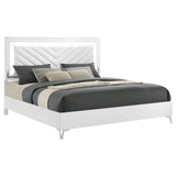 Cassia White High Gloss Eastern King LED Panel Bed - Ornate Home