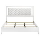 Cassia White High Gloss Eastern King LED Panel Bed - Ornate Home