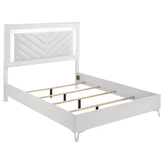 Cassia White High Gloss Queen LED Panel Bed - Ornate Home