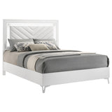 Cassia White High Gloss Queen LED Panel Bed - Ornate Home