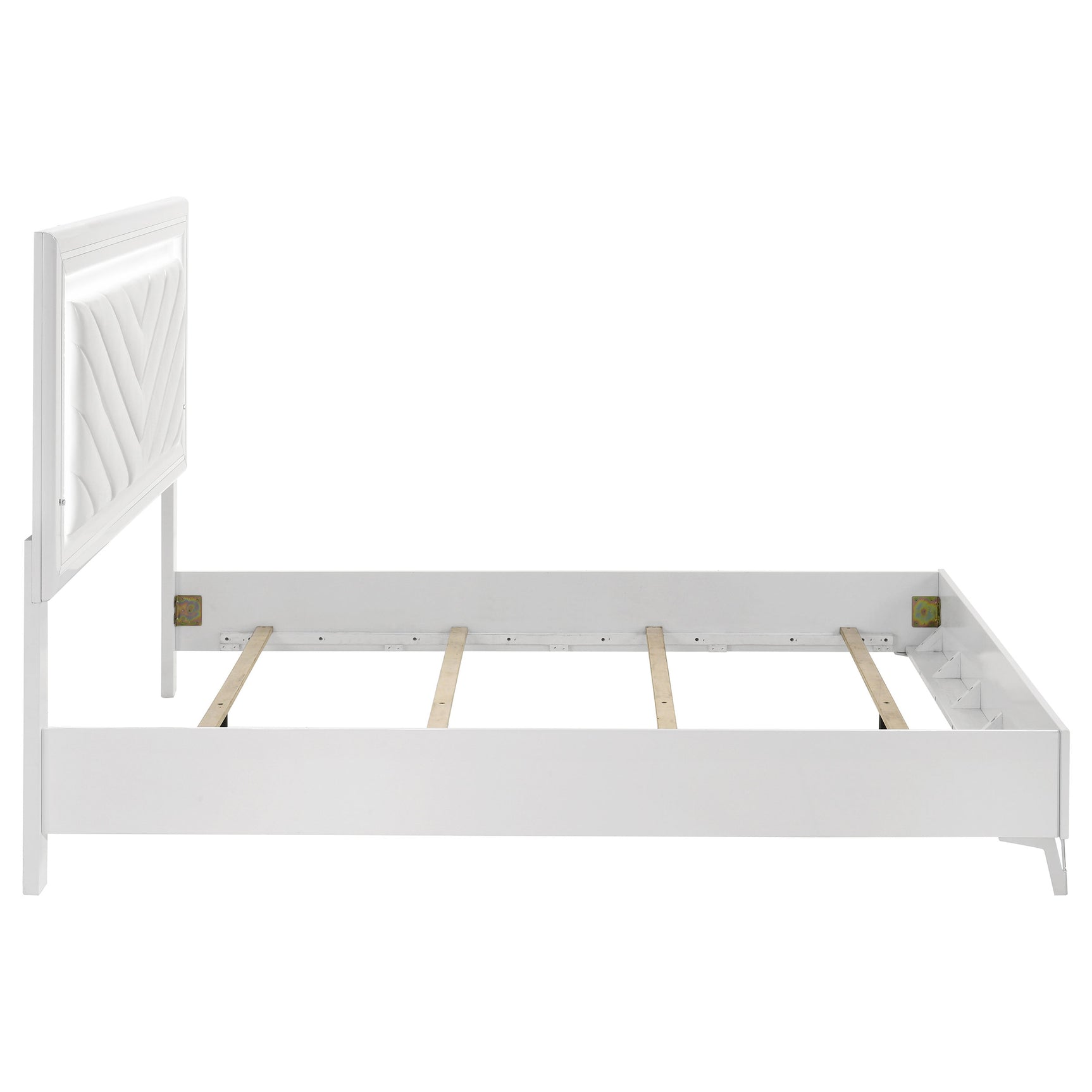 Cassia White High Gloss Queen LED Panel Bed - Ornate Home