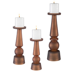Cassiopeia Brown Butter Rum Glass Candleholders (Set of 3) - Ornate Home