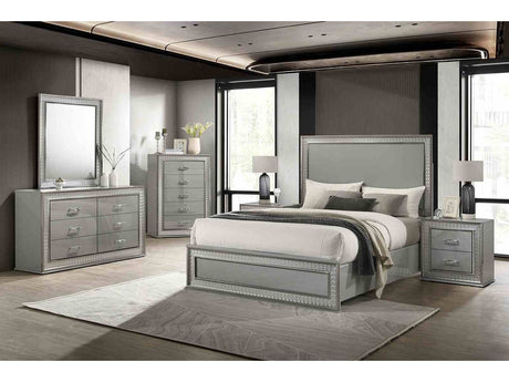 Cassiopeia Metallic Gray E.King Bed - Ornate Home