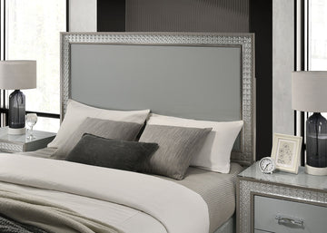 Cassiopeia Metallic Gray E.King Bed - Ornate Home