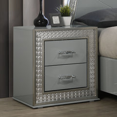 Cassiopeia Metallic Gray Nightstand - Ornate Home