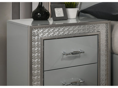 Cassiopeia Metallic Gray Nightstand - Ornate Home