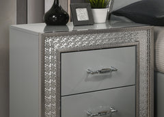 Cassiopeia Metallic Gray Queen 5 Piece Bedroom Set w/2 Nightstands - Ornate Home