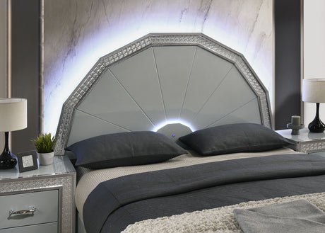 Cassiopeia Metallic Gray Queen Bed - Ornate Home