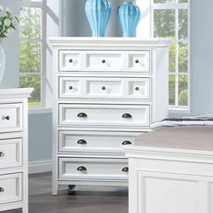 Castile White 5 Pc. Queen Bedroom Set w/ Chest - Ornate Home