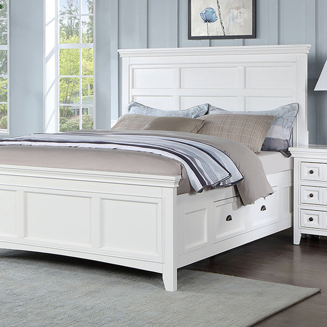 Castile White Cal.King Bed - Ornate Home