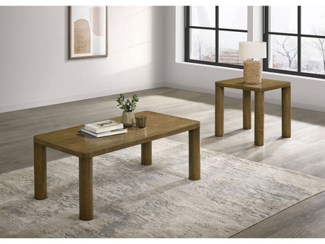 Castlewood Brown Oak 2-piece Cocktail Coffee Table Set - Ornate Home