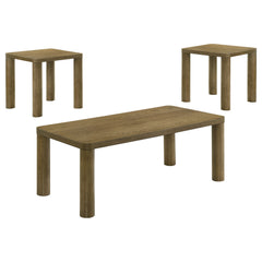 Castlewood Brown Oak 3-piece Cocktail Coffee Table Set - Ornate Home