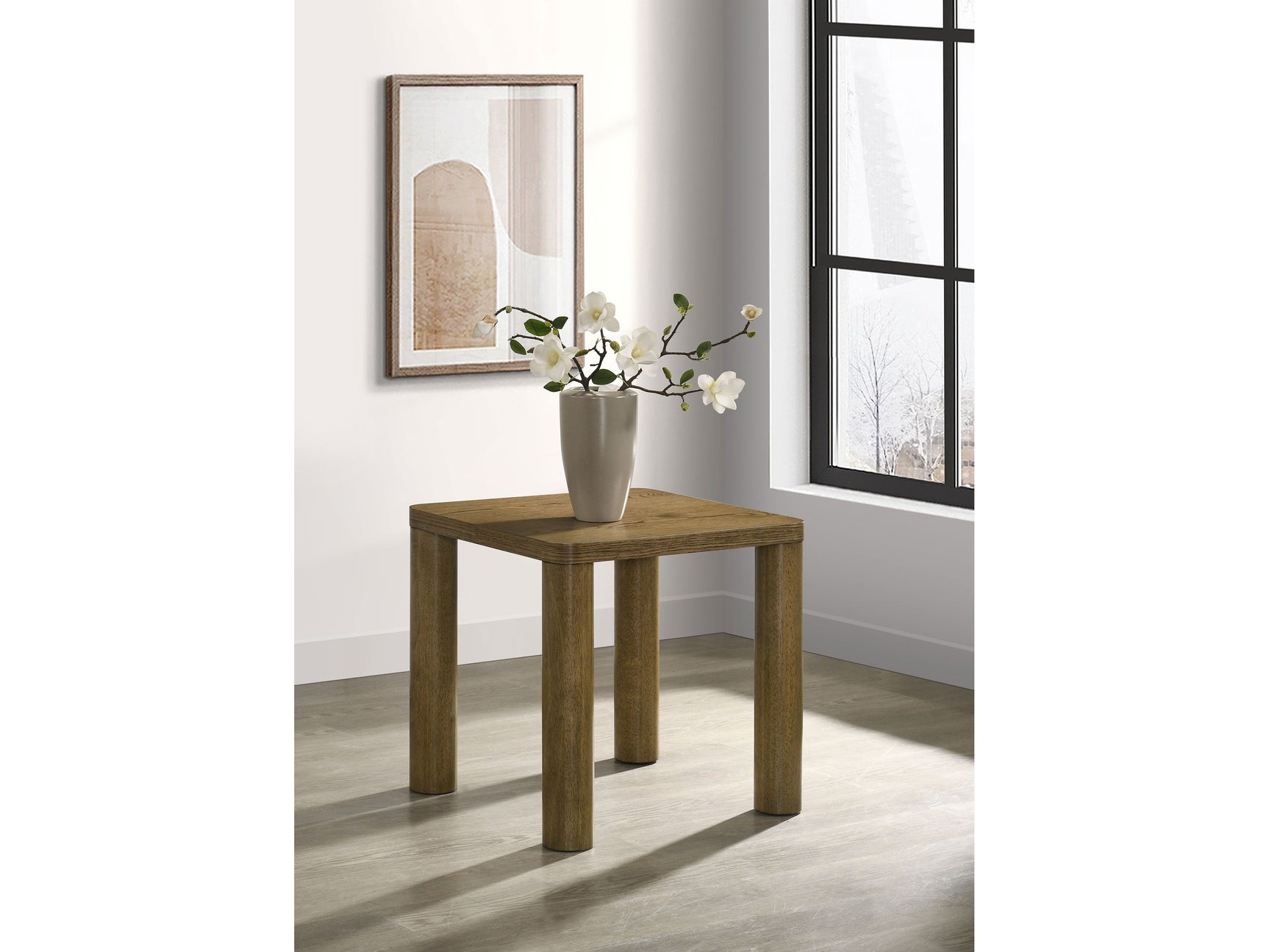 Castlewood Brown Oak Engineered Wood Accent Side End Table - Ornate Home