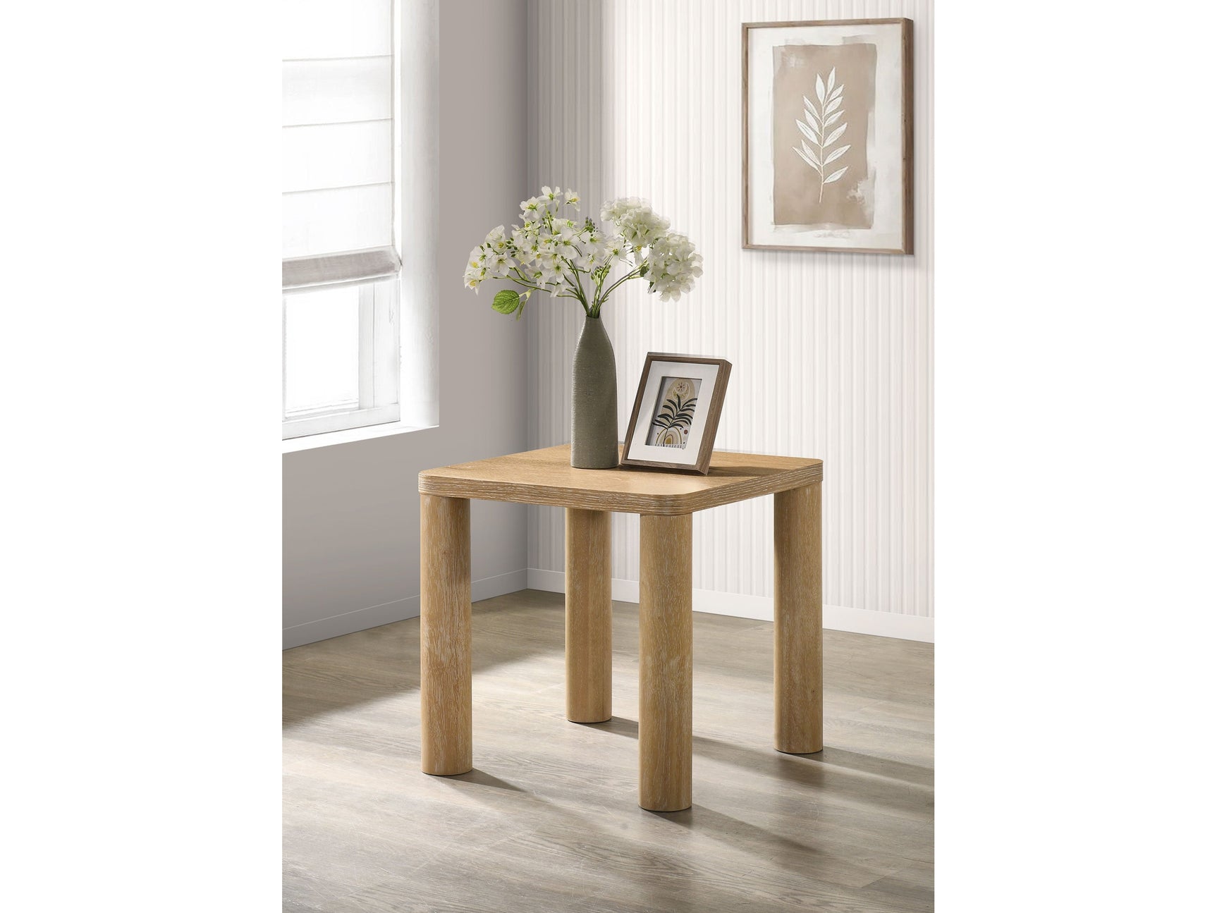 Castlewood Washed Oak Engineered Wood Accent Side End Table - Ornate Home