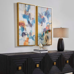 Casual Moments Multicolor Framed Abstract Art (Set of 2) - Ornate Home