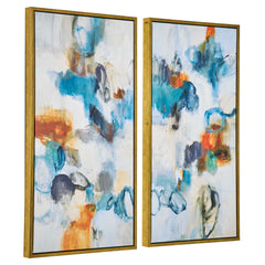 Casual Moments Multicolor Framed Abstract Art (Set of 2) - Ornate Home