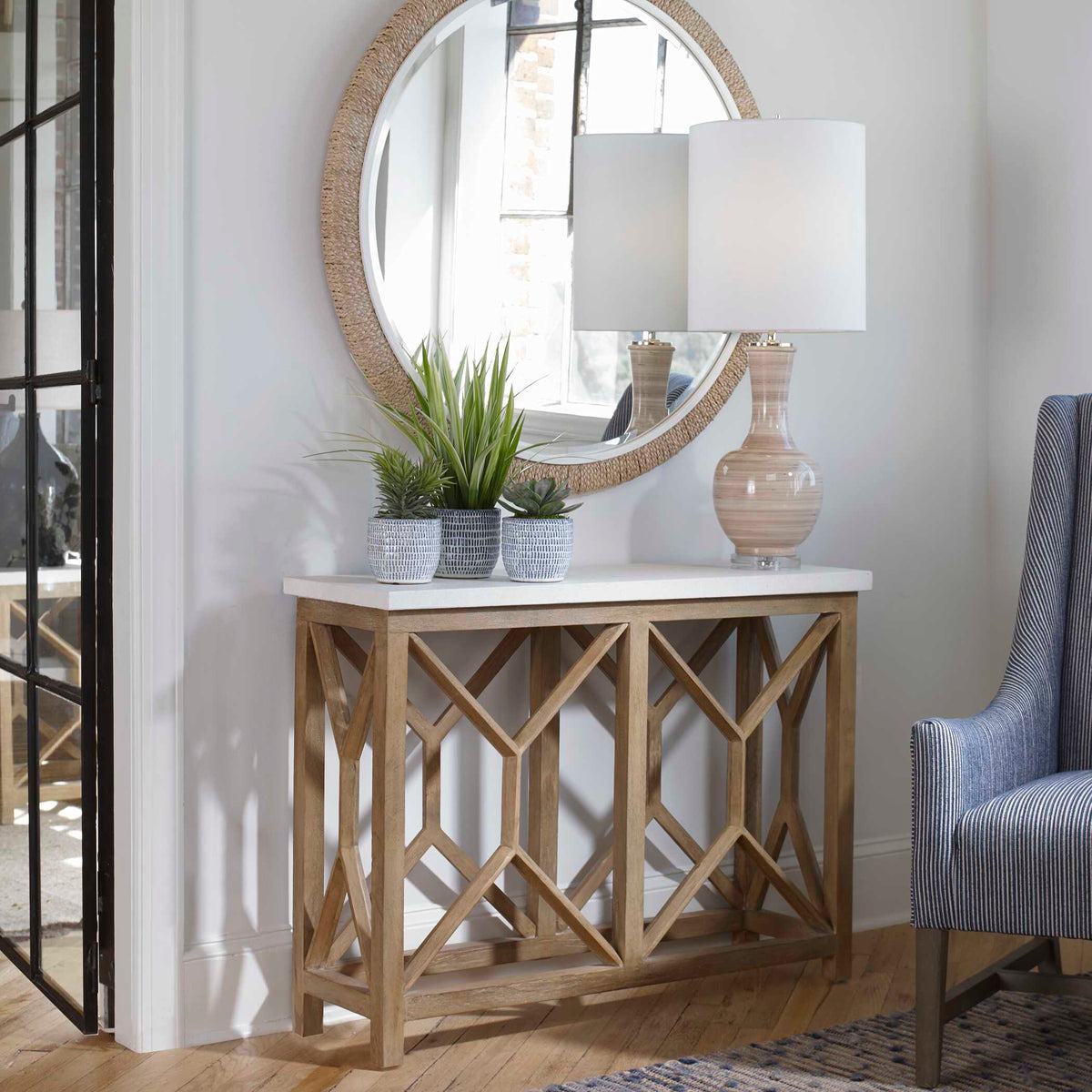 Catali Ivory Stone Console Table - Ornate Home