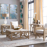 Catali White/Woodtone Stone Coffee Table - Ornate Home
