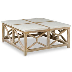 Catali White/Woodtone Stone Coffee Table - Ornate Home