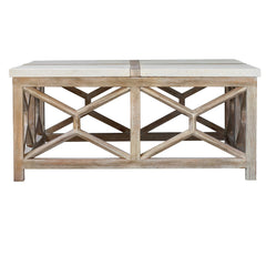Catali White/Woodtone Stone Coffee Table - Ornate Home