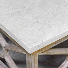 Catali White/Woodtone Stone Coffee Table - Ornate Home