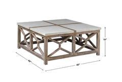 Catali White/Woodtone Stone Coffee Table - Ornate Home