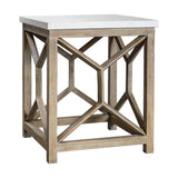Catali White/Woodtone Stone End Table - Ornate Home