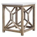 Catali White/Woodtone Stone End Table - Ornate Home