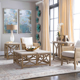 Catali White/Woodtone Stone End Table - Ornate Home