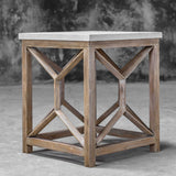 Catali White/Woodtone Stone End Table - Ornate Home