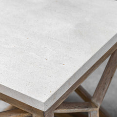 Catali White/Woodtone Stone End Table - Ornate Home