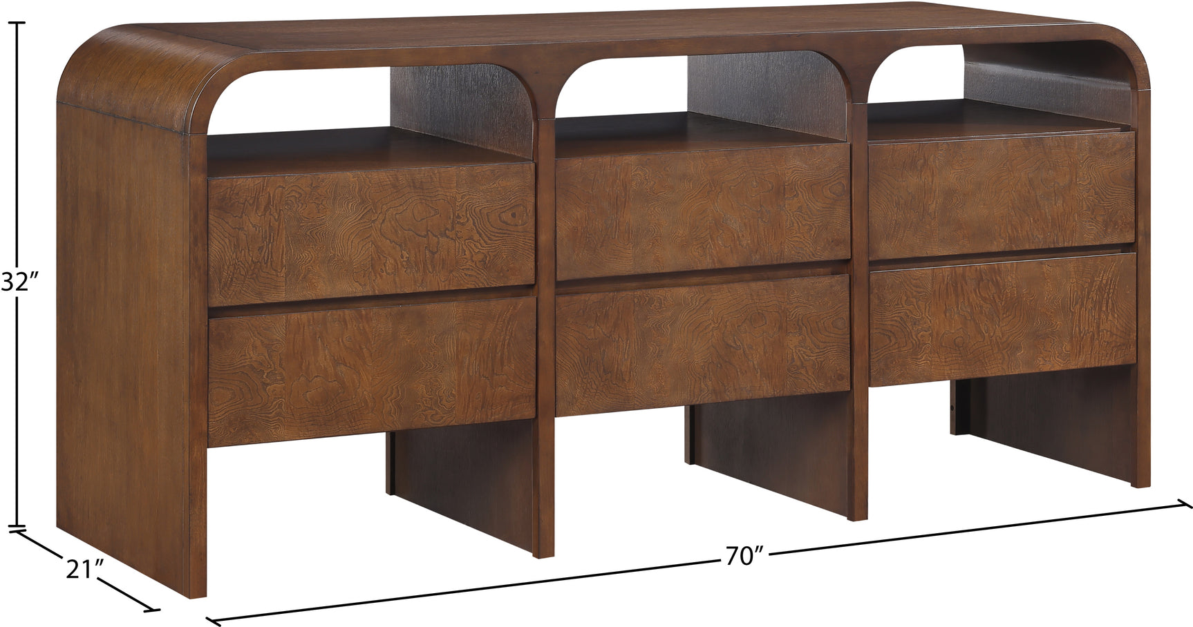 Catalina Brown Wood And Veneer Dresser - Ornate Home