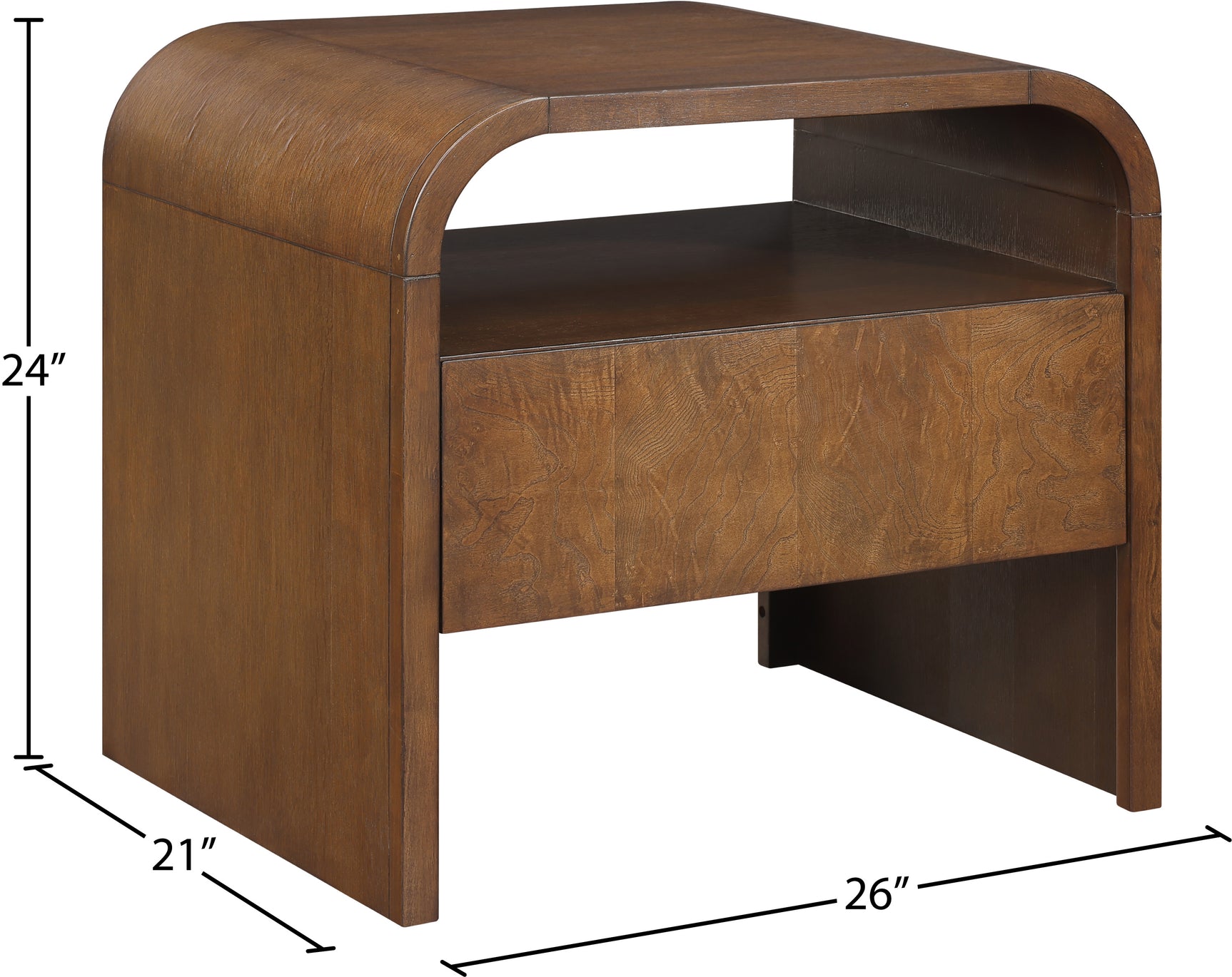 Catalina Brown Wood And Veneer Nightstand - Ornate Home