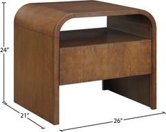 Catalina Brown Wood And Veneer Nightstand - Ornate Home