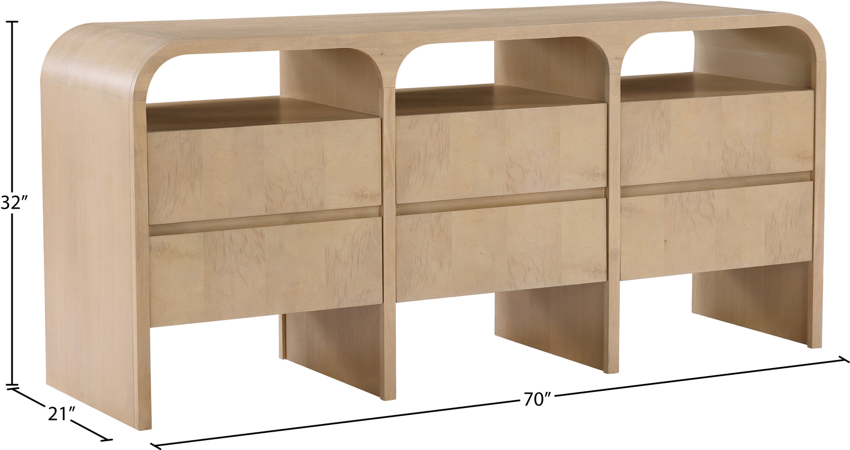 Catalina Natural Wood And Veneer Dresser - Ornate Home