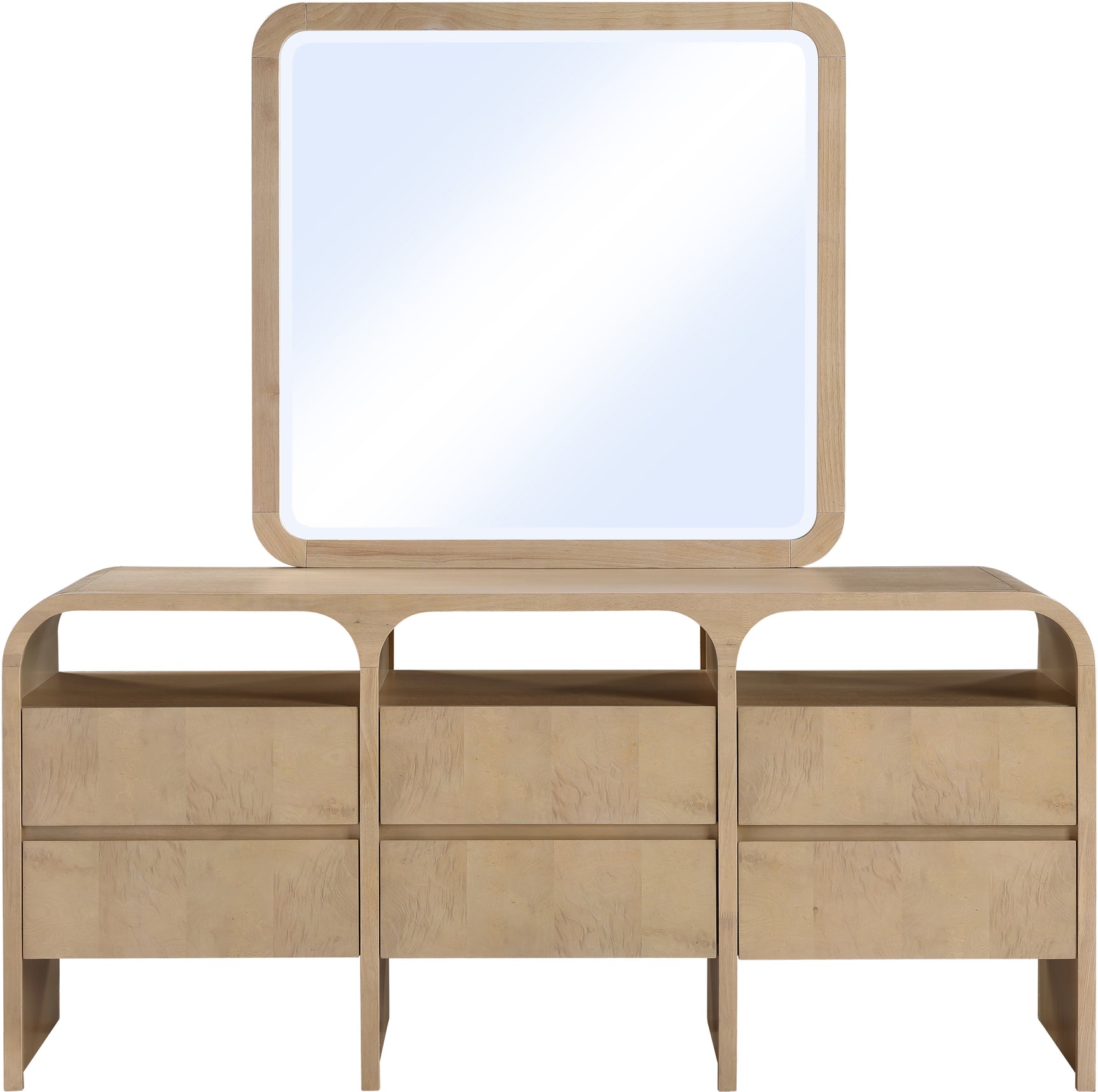 Catalina Natural Wood And Veneer Mirror - Ornate Home